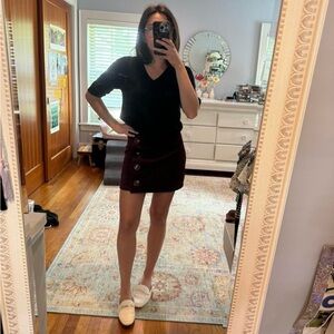 Altar’d State Dark Blue-ish Grey Corduroy Button Wrap Mini Skirt